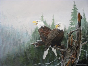  eagle Painting - eagles over forest birds